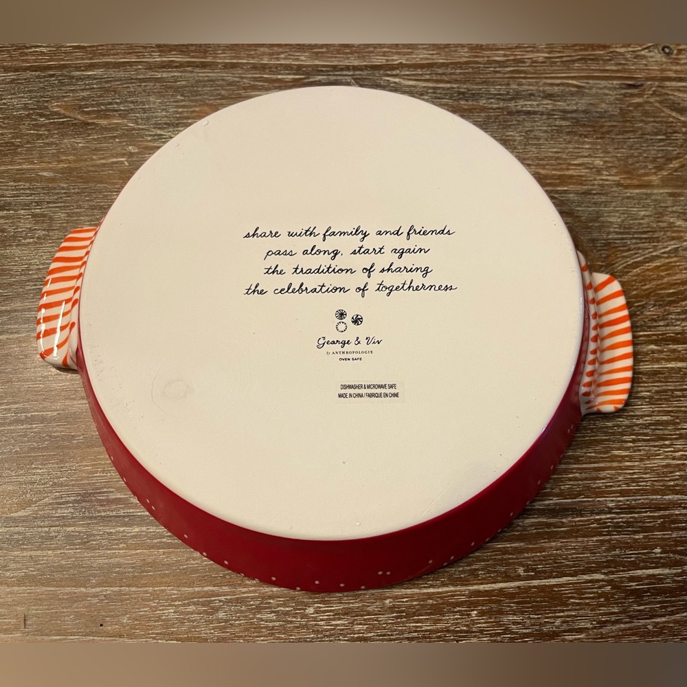 ANTHROPOLOGIE GEORGE & VIV VERY MERRY PIE DISH - Picture 8 of 9